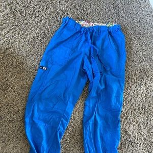 Koi blue scrub pants with elastic ties